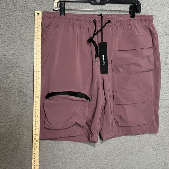 NovaMen Cargo Shorts Mens Sz XL Game On Nylon Casual Shorts NWT PINK - Picture 4 of 13